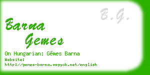 barna gemes business card
