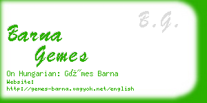 barna gemes business card